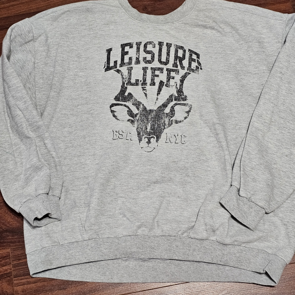 Leisure Life Gray Crewneck Sweater for Men